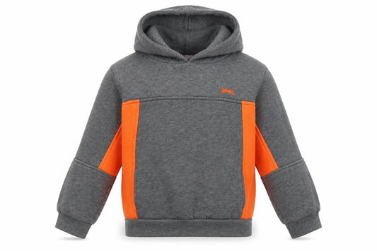 Front view of Slazenger boys’ grey pullover hoodie, size 5-6, years