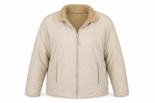 Front view of Bonmarché women’s beige jacket coat, size UK 16