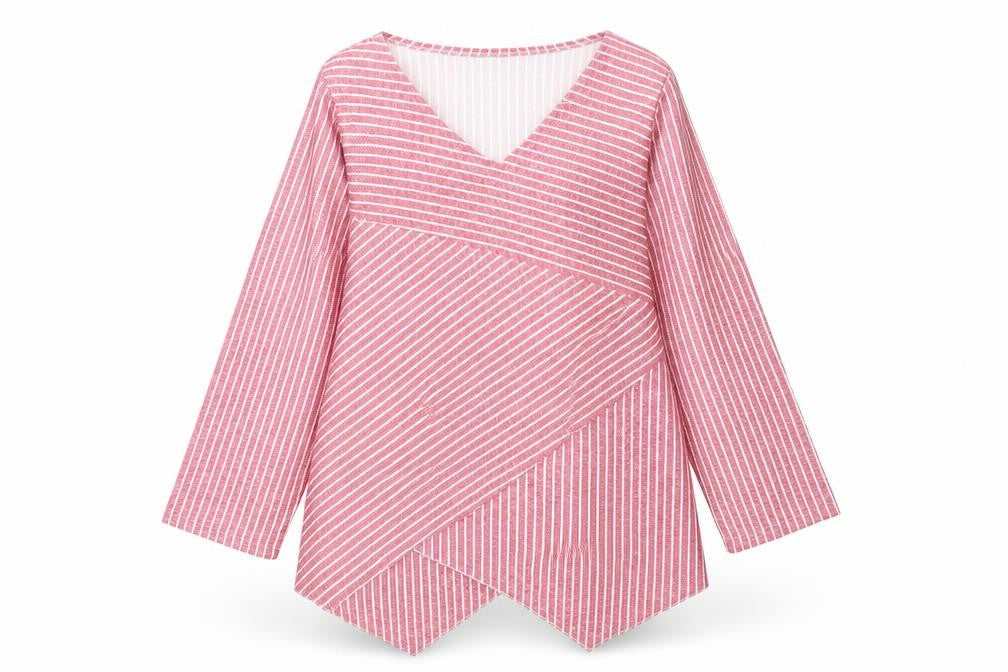 Miss look Womens Red Striped  Basic T-Shirt Size L