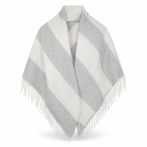 Preworn Womens Grey Striped Knit  Shawl/Wrap