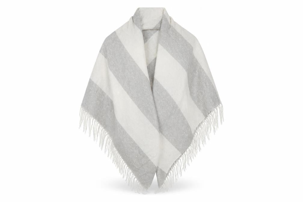 Preworn Womens Grey Striped Knit  Shawl/Wrap