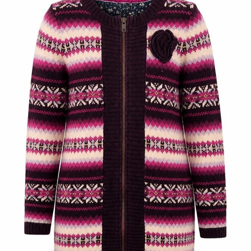 Maggie & Zoe Girls Pink Fair Isle Knit Overcoat Coatigan Size 7 Years