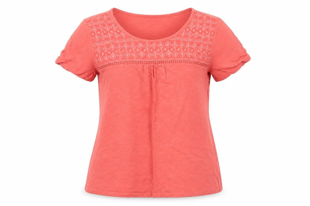 Bonmarché Womens Pink Geometric  Basic T-Shirt Size 14