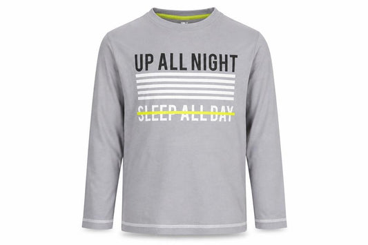 Front view of Very boys’ grey basic t-shirt, size 7, years - up all night