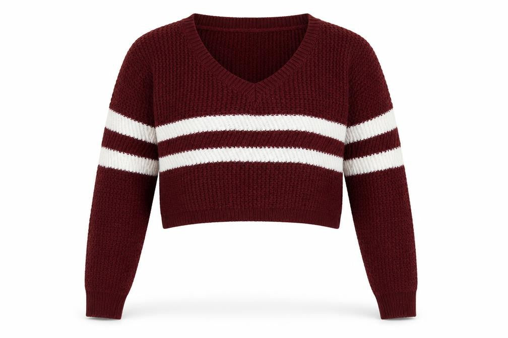 Preworn Womens Brown Striped Knit Pullover Jumper Size L  - Cropped