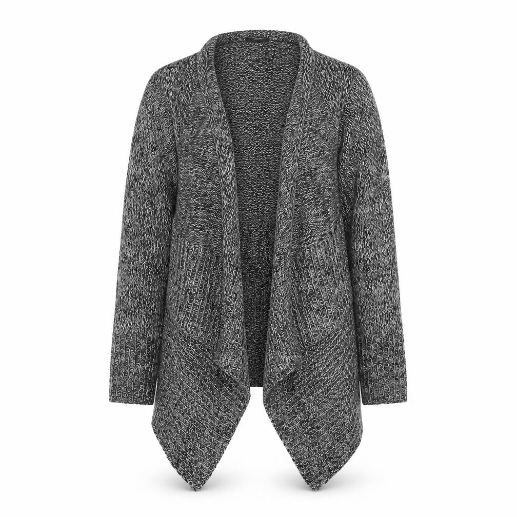 Front view of H&M women’s grey knit cardigan jumper, size M