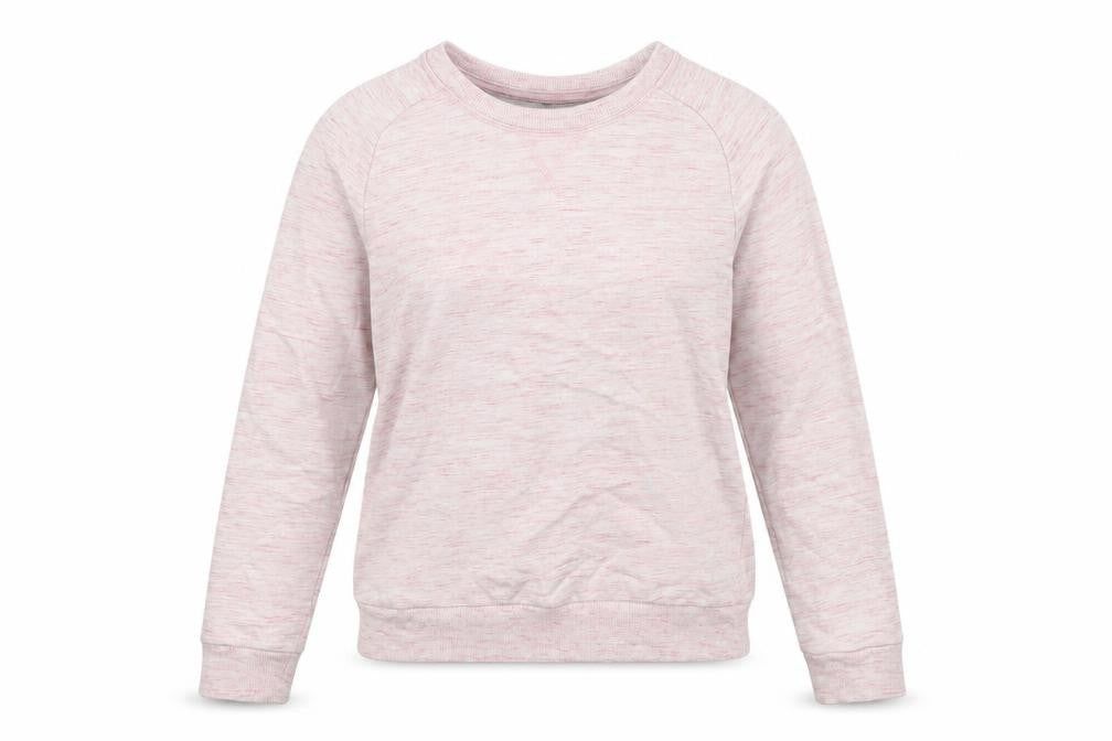Front view of H&M women’s pink pullover sweatshirt, size XS
