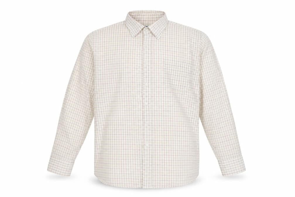 Ex Club Mens Ivory Check   Button-Up Size L