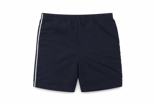 Front view of School life boys’ blue sweat shorts, size 8-9, years