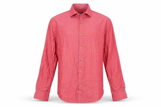 Front view of Taylor & Reece men’s red button-up, size M