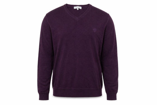 Front view of Red Herring men’s purple jumper, size L