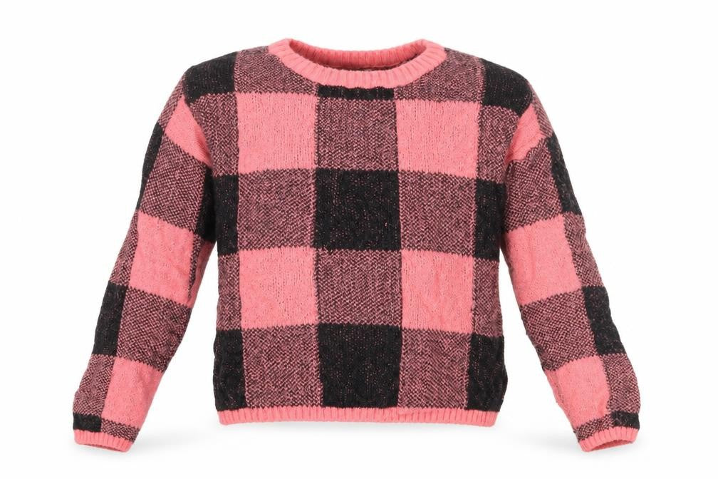 H&M Girls Pink Check  Pullover Jumper Size 9-10 Years