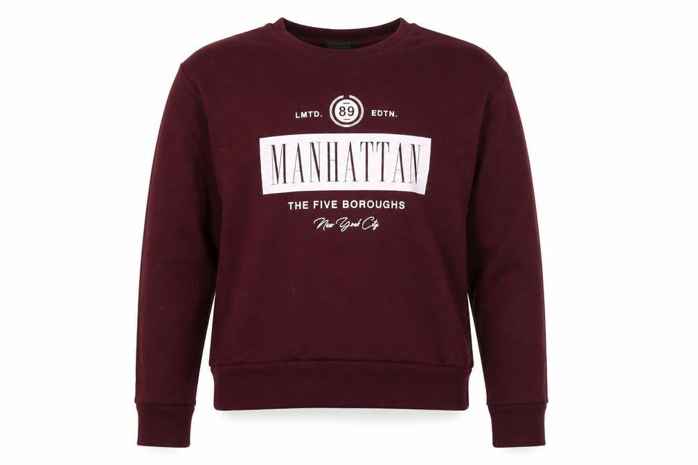 Front view of Primark women’s purple pullover sweatshirt, size L, - manhattan