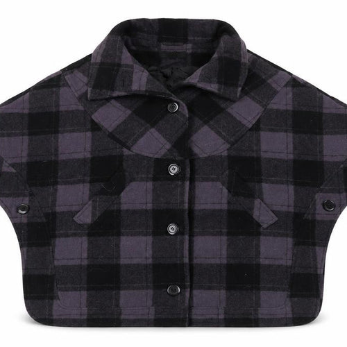 Lux Womens Purple Check  Jacket Poncho Size S