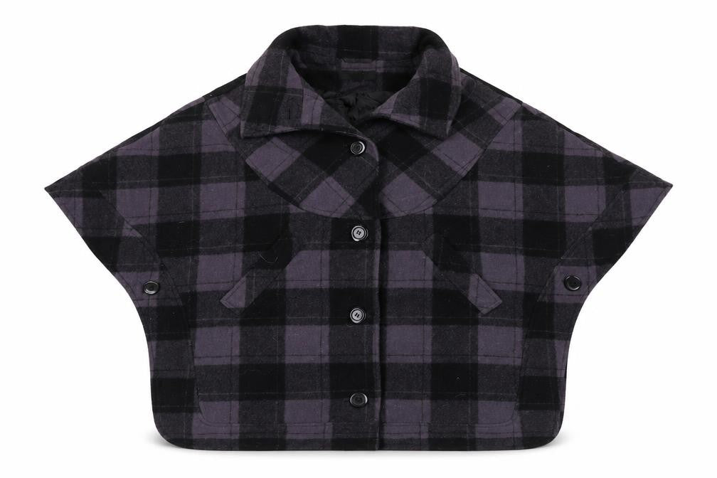 Lux Womens Purple Check  Jacket Poncho Size S
