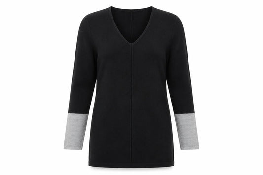 Front view of Marks & Spencer women’s black jumper dress, size UK 10