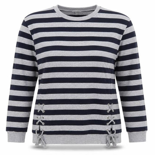 Peacocks Womens Blue Striped  Pullover Sweatshirt Size 12