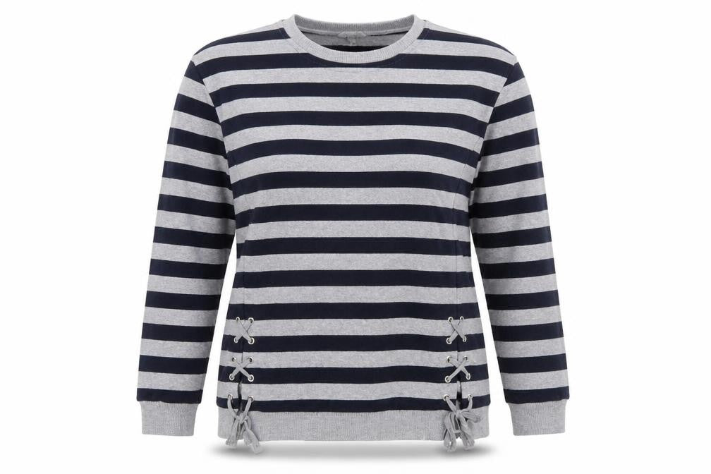 Peacocks Womens Blue Striped  Pullover Sweatshirt Size 12