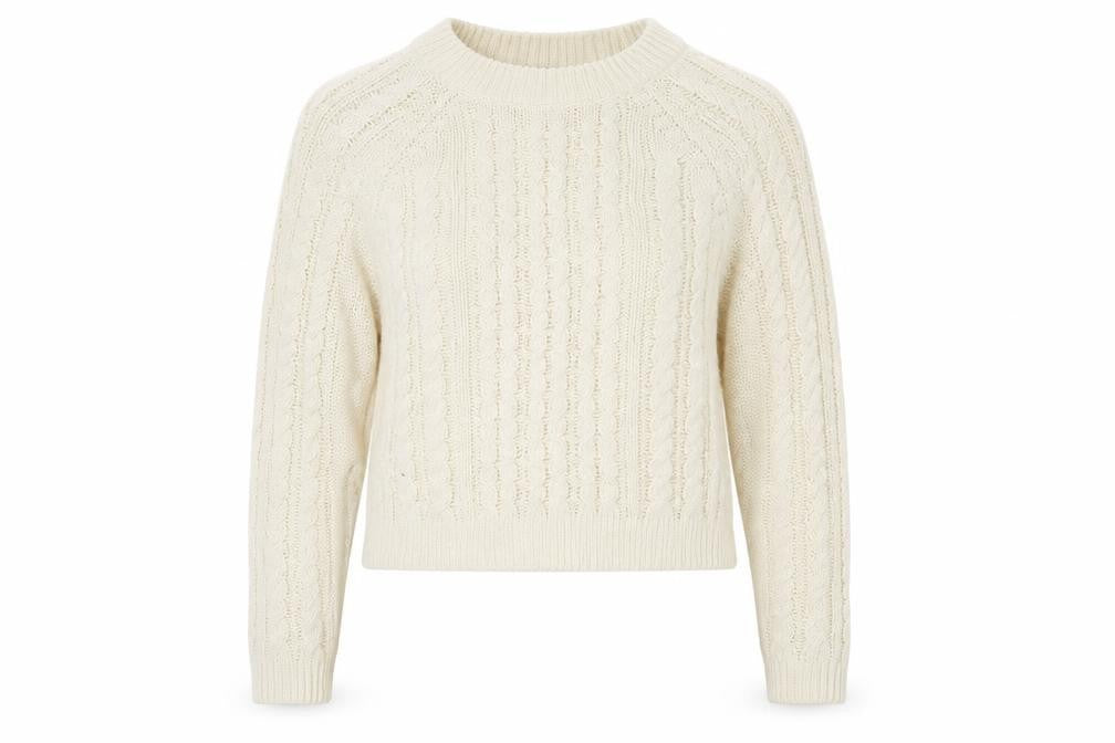 Front view of H&M women’s ivory knit jumper, size S