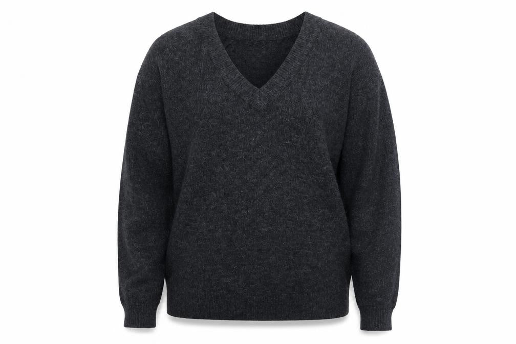 Front view of H&M men’s grey knit jumper, size S