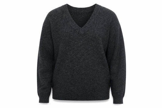 Front view of H&M men’s grey knit jumper, size S