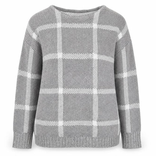 Damart Womens Grey Check Knit Pullover Jumper Size S