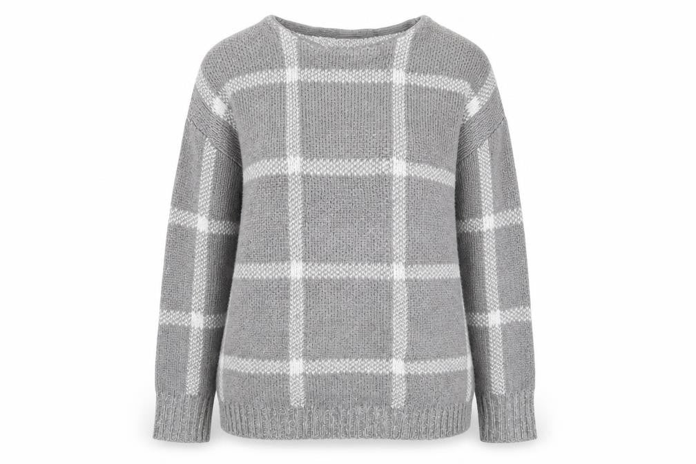 Damart Womens Grey Check Knit Pullover Jumper Size S