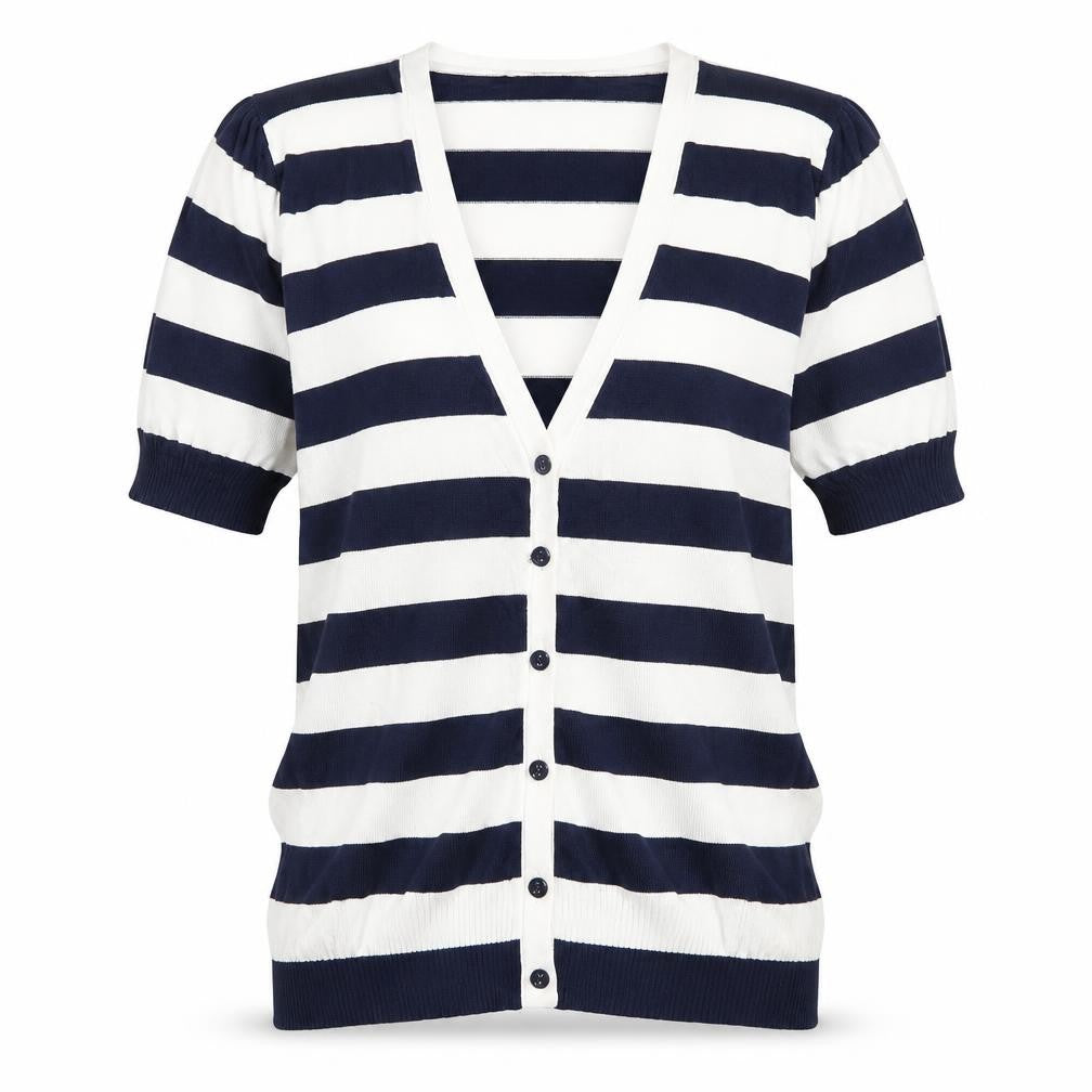 MNG Womens Blue Striped Knit Cardigan Jumper Size S