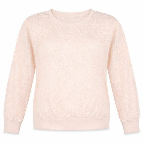 New Look Womens Pink Floral  Pullover Sweatshirt Size 14  - sheer lace