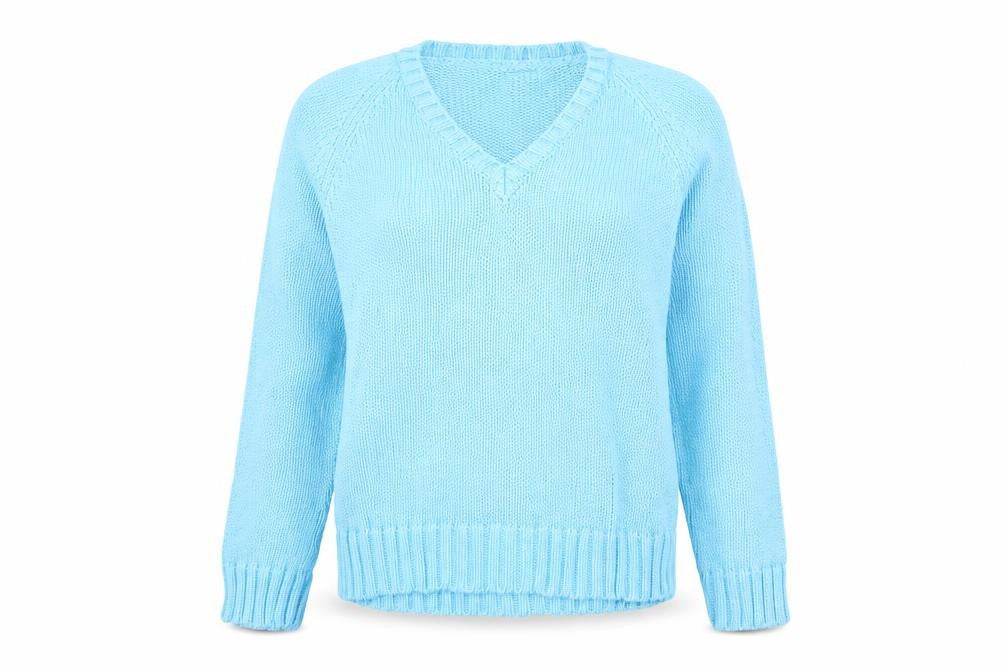 Front view of New Look women’s blue jumper, size UK 12