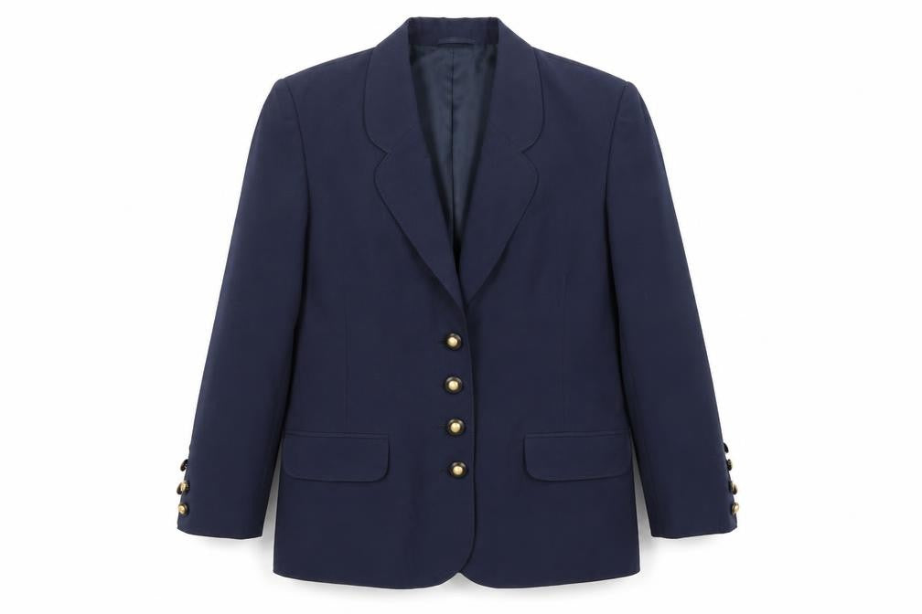 Front view of slimma women’s blue jacket suit jacket, size UK 14
