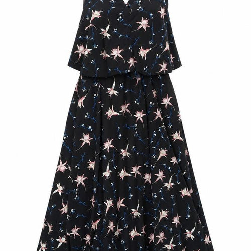 Yu & Me Womens Black Floral  A-Line  Size M  - Alterneck