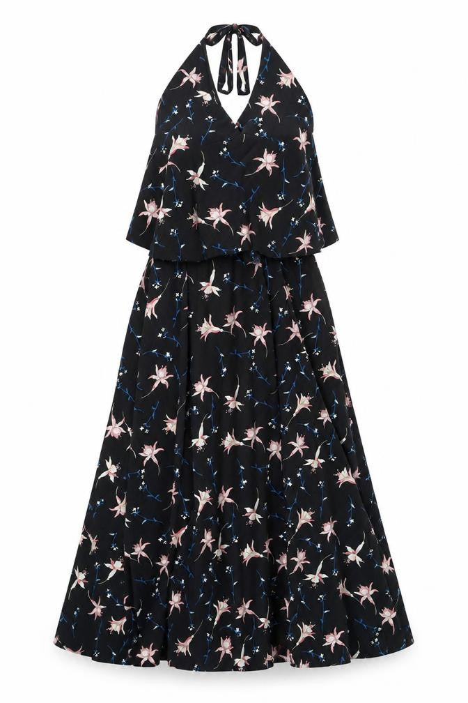 Yu & Me Womens Black Floral  A-Line  Size M  - Alterneck