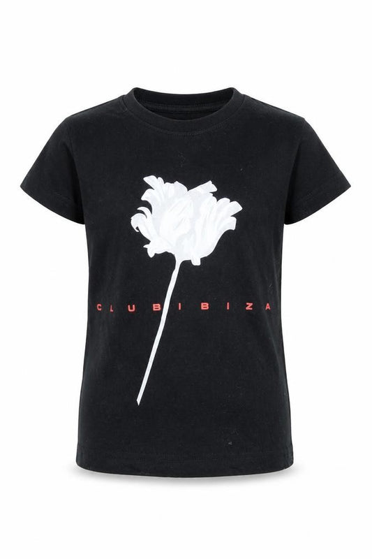 Front view of Club Ibiza boys’ black basic t-shirt, size 4, years