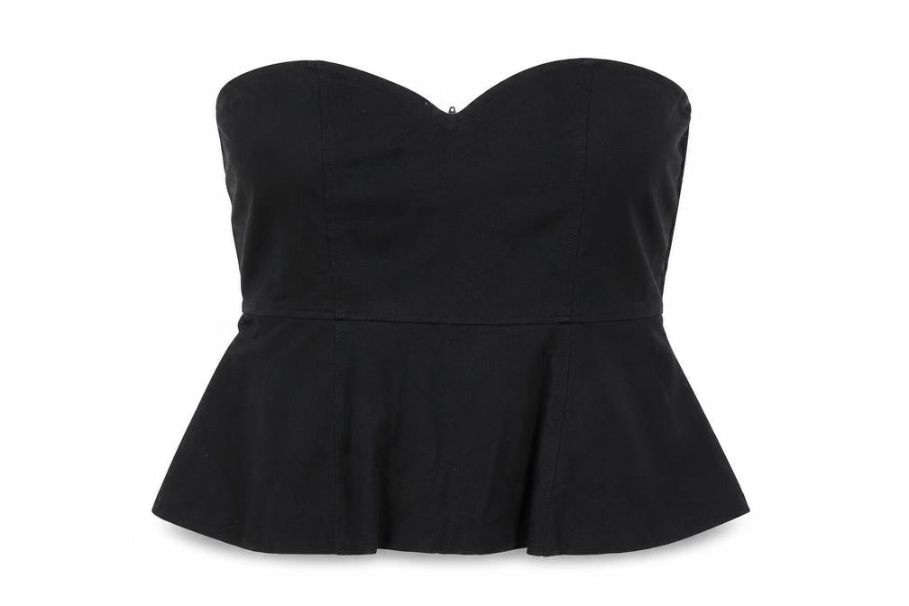 Front view of H&M women’s black cropped blouse, size M