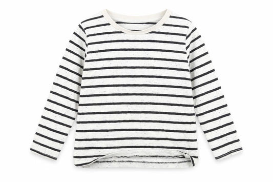Front view of Baby Boy boys’ beige striped basic t-shirt, size 2, years