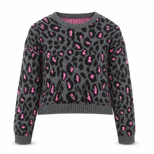 New Look Girls Grey Animal Print Knit Pullover Jumper Size 12-13 Years