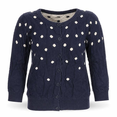 Warehouse Womens Blue Polka Dot Knit Cardigan Jumper Size 8