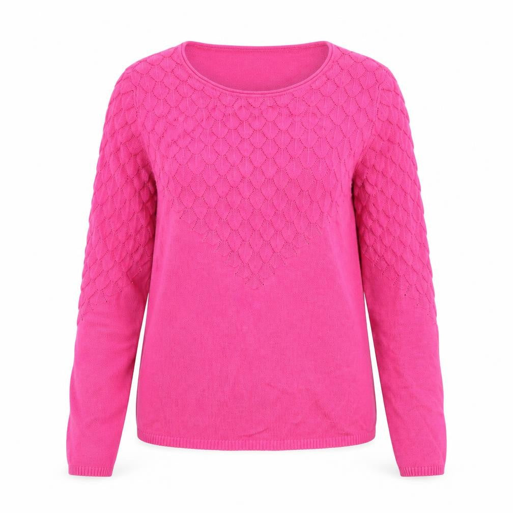 Front view of mademoiselle women’s pink jumper, size UK 10