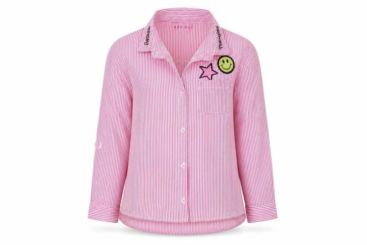 Nutmeg Girls Pink Striped Basic Button-Up Size 10 Years