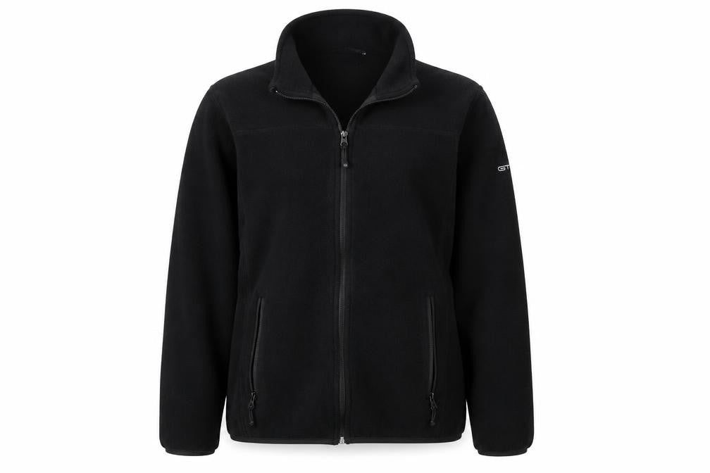 Front view of GTS women’s black fleece jacket, size UK 12