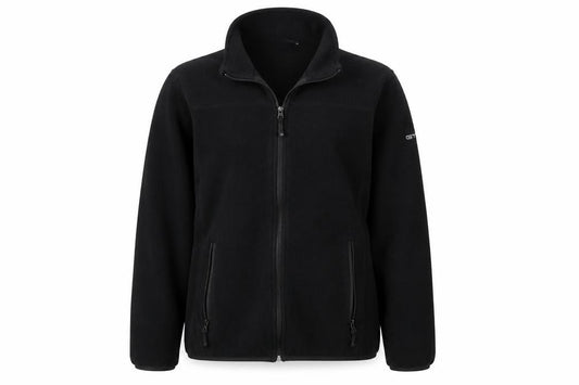 Front view of GTS women’s black fleece jacket, size UK 12