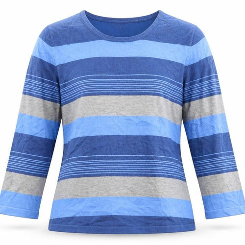 Chianti Womens Blue Striped  Pullover Jumper Size L