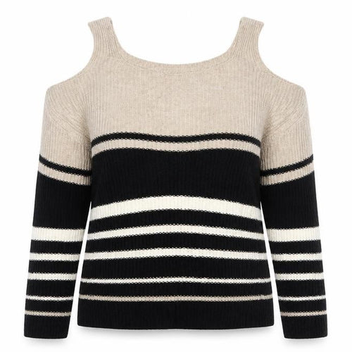 Papaya Womens Beige Striped  Pullover Jumper Size S