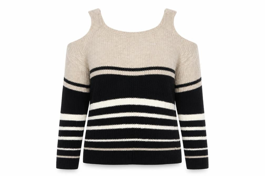 Papaya Womens Beige Striped  Pullover Jumper Size S