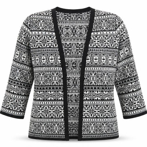 F&F Womens Black Geometric  Cardigan Jumper Size 8