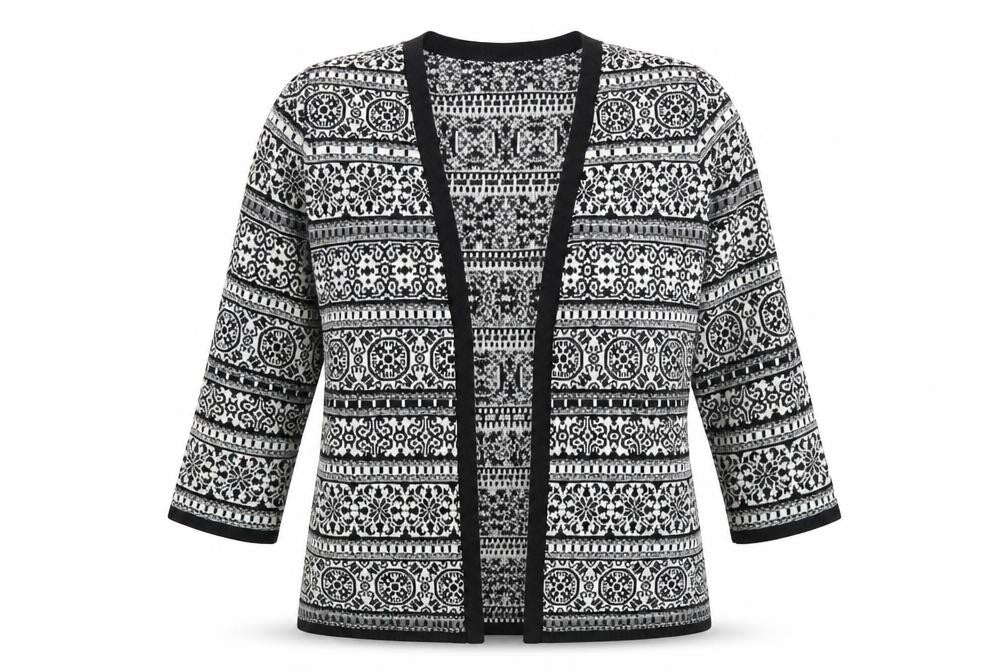 F&F Womens Black Geometric  Cardigan Jumper Size 8