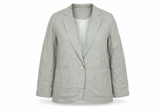 Front view of Next women’s beige jacket blazer, size UK 14