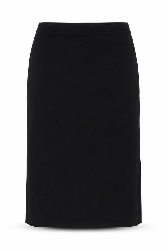 Front view of R Chards women’s black a-line skirt, size UK 32, in