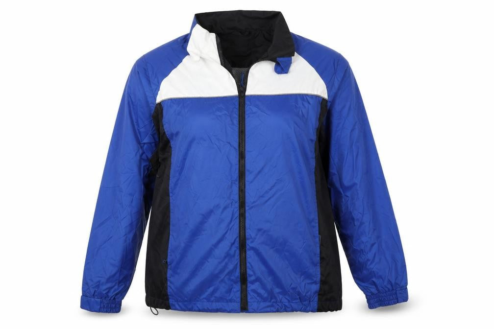 Front view of feroti sport women’s blue jacket coat, size XL